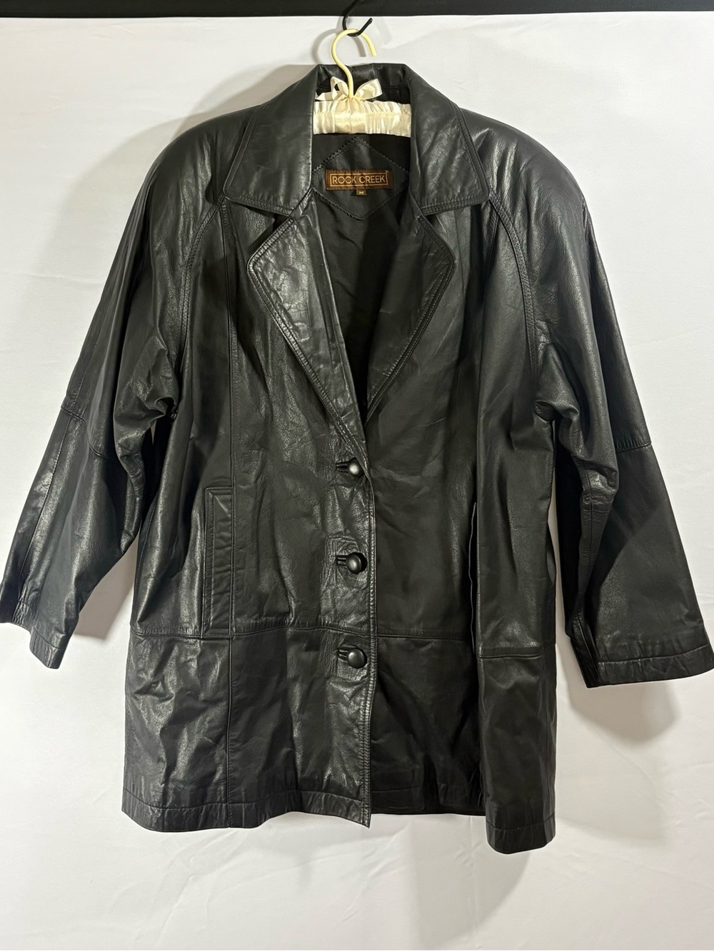 Black Leather Button-Front Women's Jacket